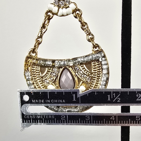 Elegant Gold and White Beaded Earrings - Picture 3 of 5